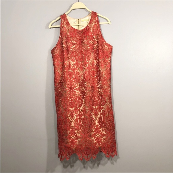 Red and Gold Lace Dress - Picture 2 of 7